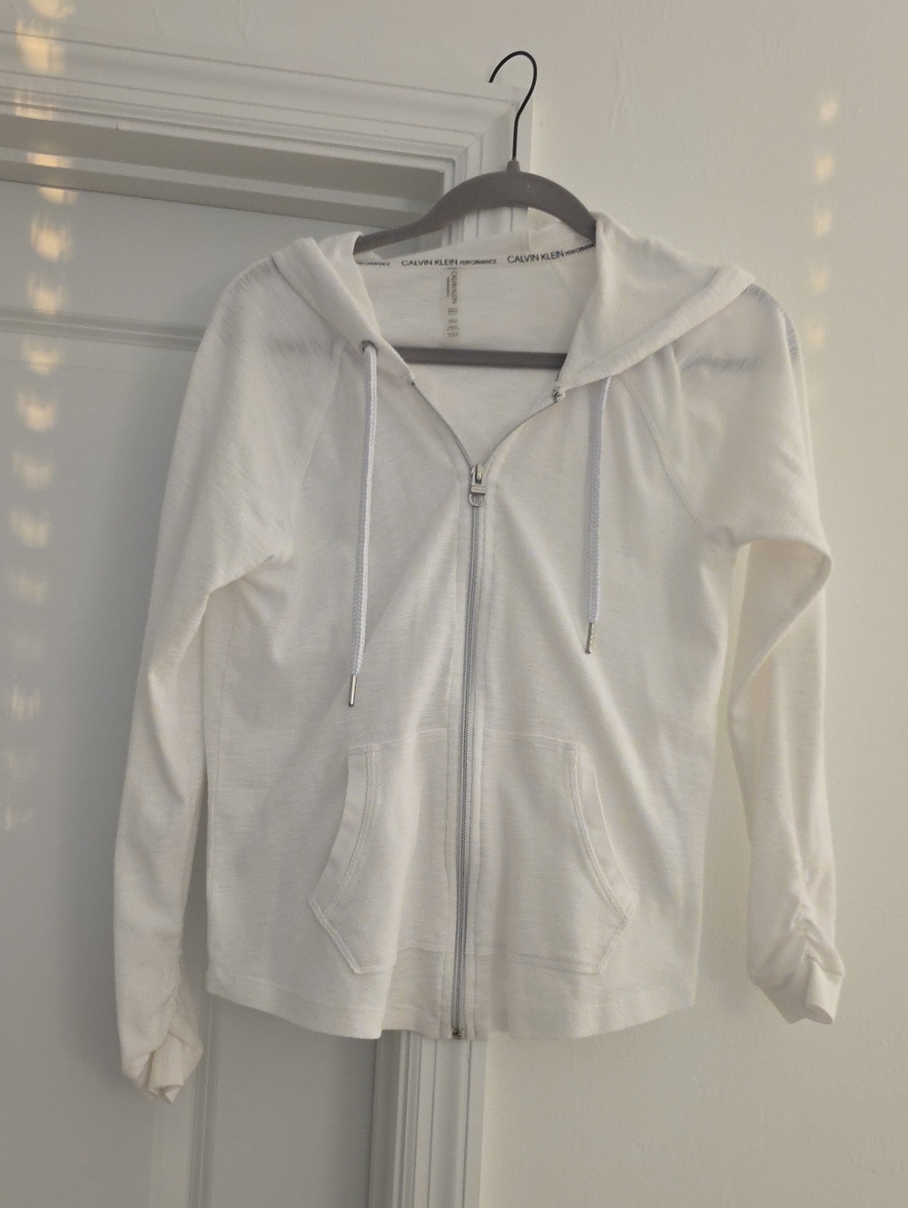Calvin Klein White Hooded Zip Sweatshirt